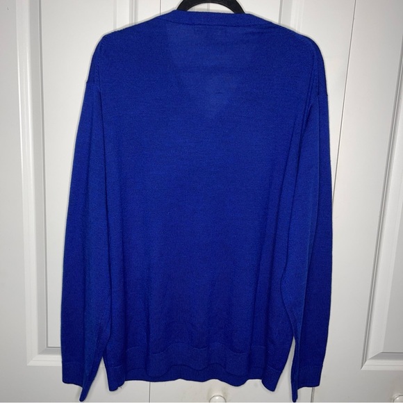 Hart Schaffner Marx Extra Fine Merino Wool size XL Vneck Sweater Royal Blue Men - Picture 5 of 7